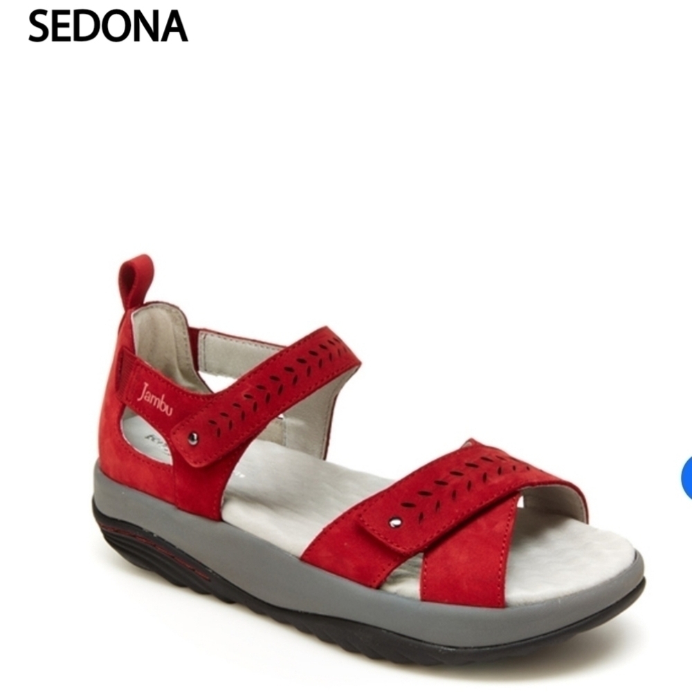Jambu Sedona Red Suede Comfort Sandals